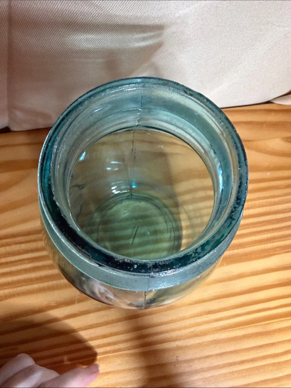 Vintage 1910-1923 Ball Perfect Mason Jar Aqua Blue Blue Glass Quart w/ Zinc Lid